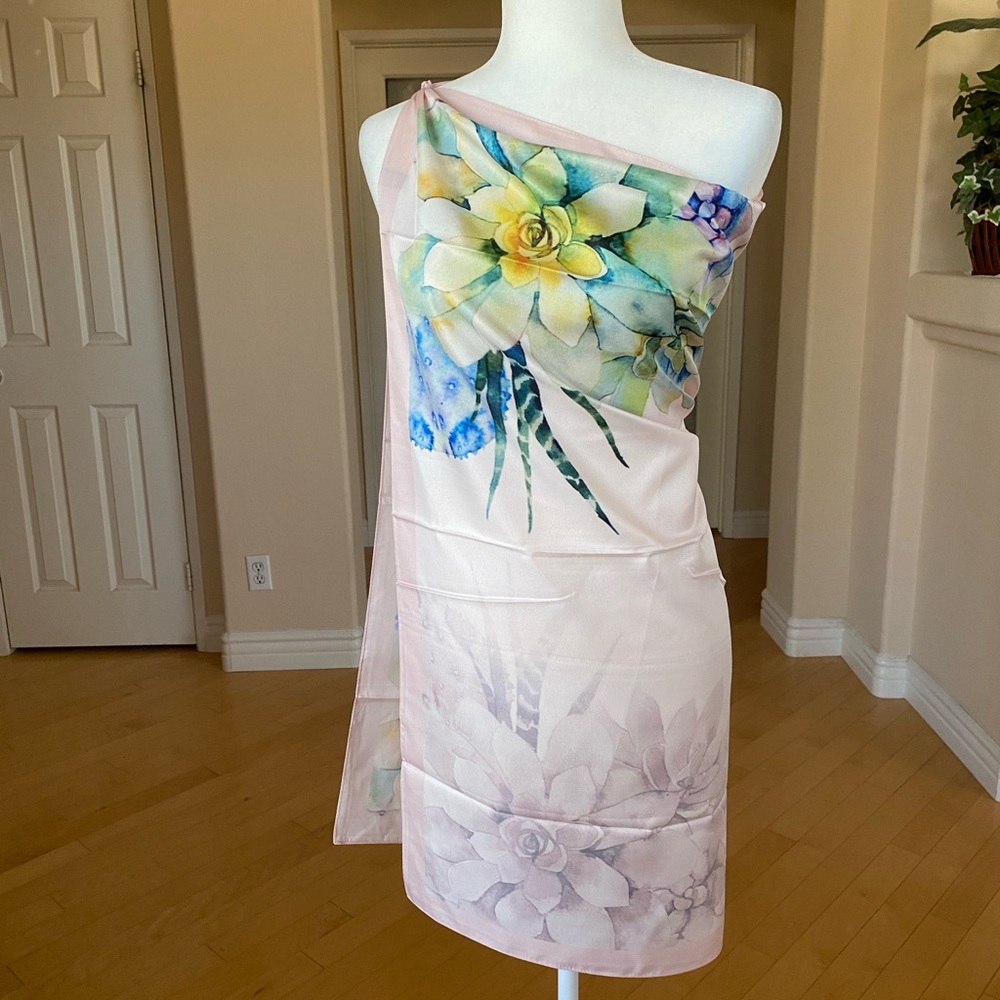 Pastel Silk Floral Scarf Wrap Sarong